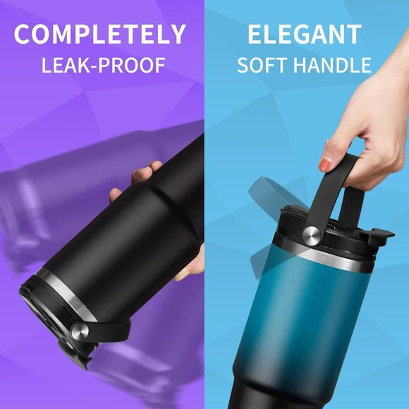 30/40 oz Tumbler with Straw & Flip Lid - Leak Proof Metal Tumbler Cups Travel Mu - Picture 5 of 7